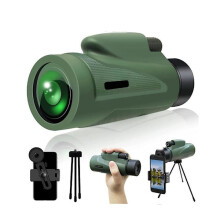 Green12x50HD Vanntett Monokulært Teleskop med Telefonholder og Stativ for Konserter, Jakt, Fugletitting og Reiser