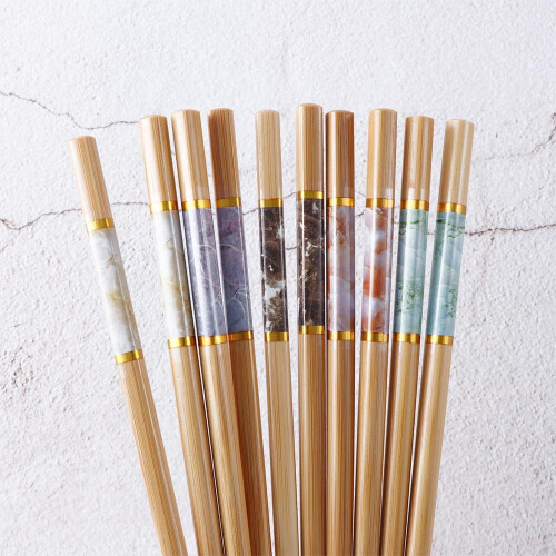 Σετ 5 ζευγαριών chopsticks αντιολισθητικά κινέζικου στιλ σούσι ρυζιού chopsticks μπαμπού 2
