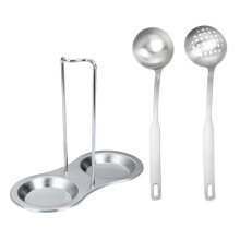 Conjunto de colheres perfuradas e para sopa em aço inoxidável Guangmc com suporte para concha