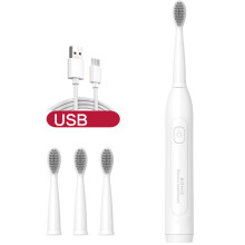 Spazzolino elettrico ZKCCNUK con 5 modalità, 4 testine, ricaricabile tramite USB, supporto intelligente, impermeabile IPX7 - Adatto agli adulti