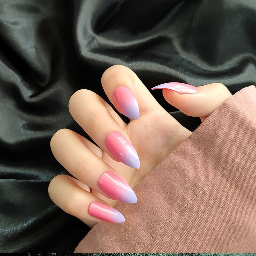 24Pcs/Set Artifical Seamless Removable Fake Nails Wearing Reusable Press-On Nails Ballerina Coffin Cute Kawaii False Nail