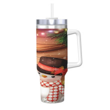 Vaso personalizado de 40 oz con asa y pajita - Taza de café de viaje de acero inoxidable con tapa, compatible con X - Idea de regalo de Navidad para