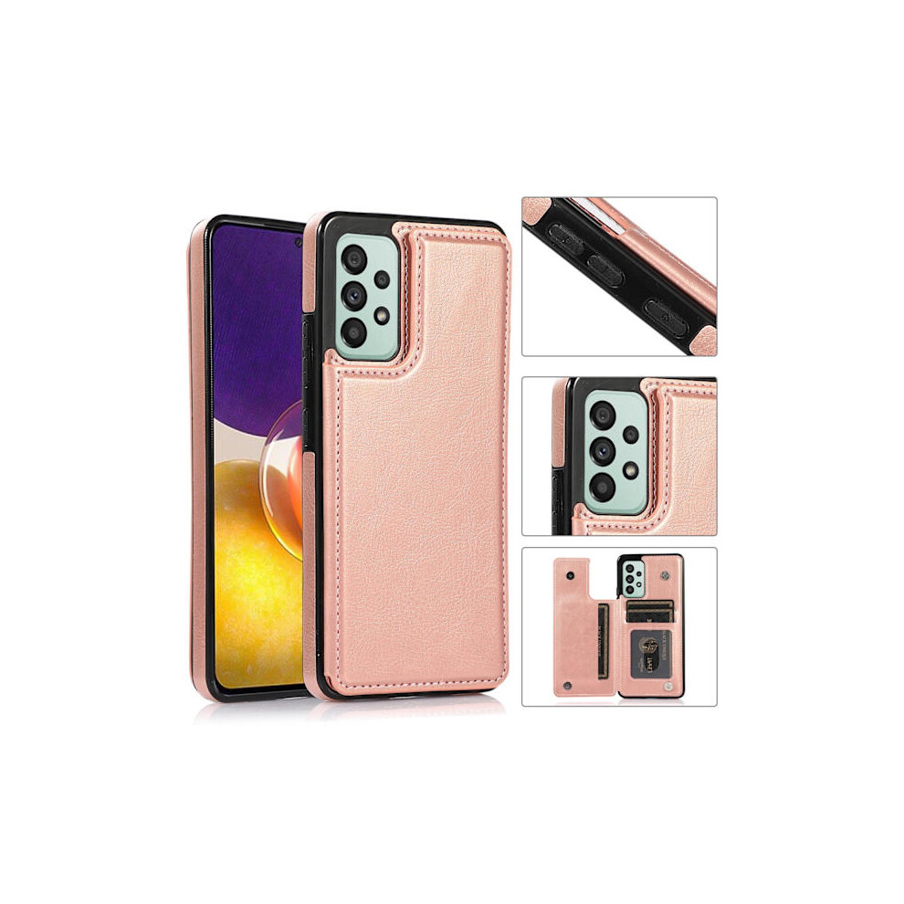 Compatible With Samsung Galaxy A33 5G - Stylish Case With Card Holder Rose Gold 9164030277878