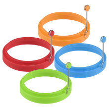 Siliconen eierring - Voor pannenkoeken, ontbijtsandwiches, Eggs Benedict, omeletten en meer. Antiaanbakvorm, rond (4 stuks)