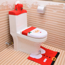 Kerstcadeaus in de uitverkoop: Gnobogi 3-delige kerstset met toiletbrilhoes en toiletrolhouder in de vorm van de Kerstman, kerstversiering.