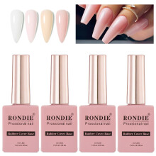 3 in 1 Rubber Base Gel Nail Polish Nude Builder UV LED Long Lasting Strengthens Nails