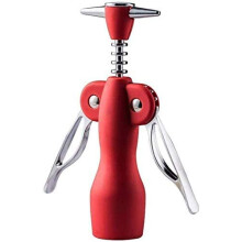 Wing Corkscrew Wine Bottle Opener with Ergonomic Handle for Kitchen, Bar and Restaurant Use (Red)