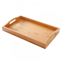 Plateau de service rectangulaire en bambou avec poignées. Plateau de petit-déjeuner rectangulaire en bois, idéal pour manger et ranger, en
