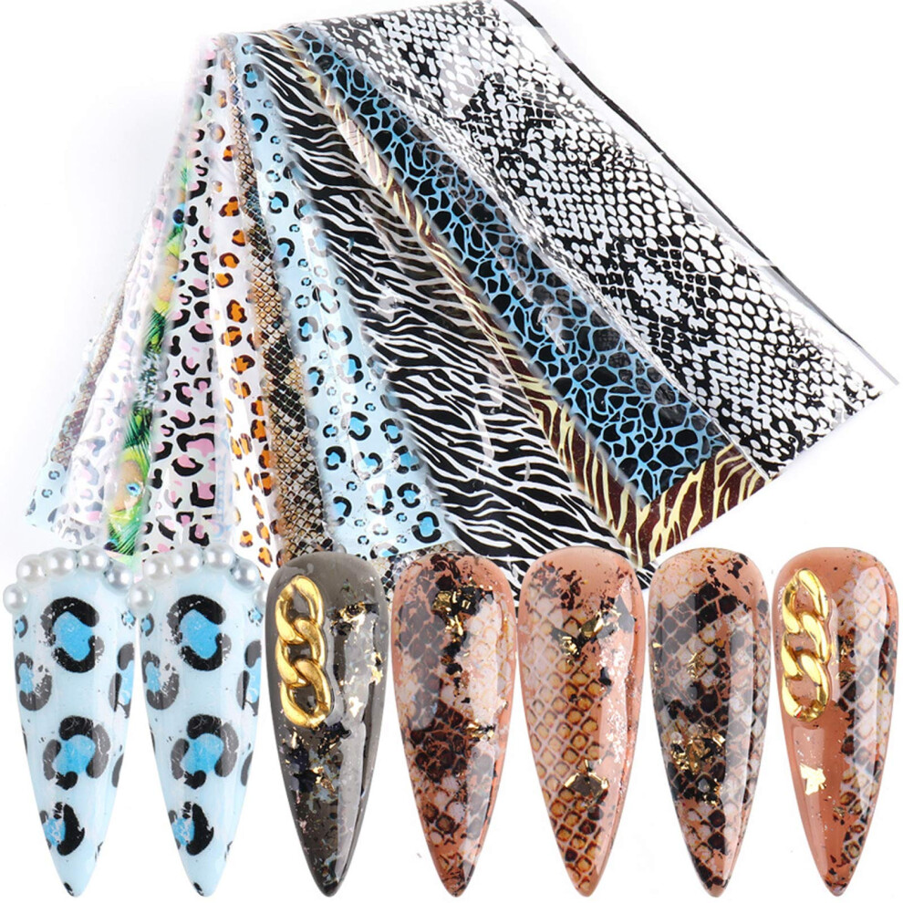 Leopard Nail Foil Stickers 10 Sheets Animal Print Nail Art Foils for Manicure and DIY Nails