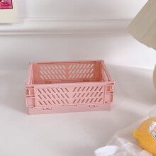 Veecome Mini Folding Plastic Storage Box Foldable Plastic Storage Case Desktop Carrying Basket