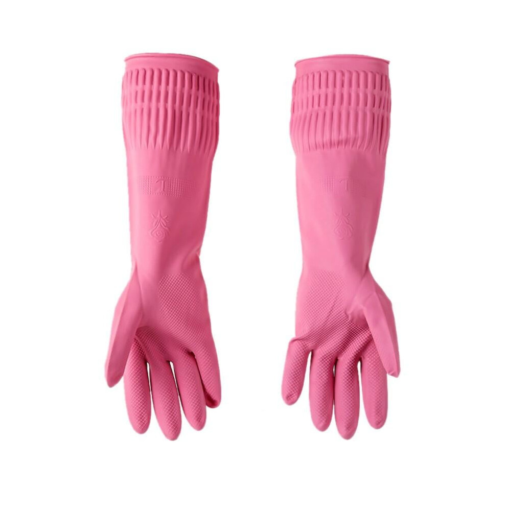 Pink Pretty Comy Latex Cleaning Wash Gloves Waterproof Anti-Corrosion Non-Slip Reuable Household Gloves