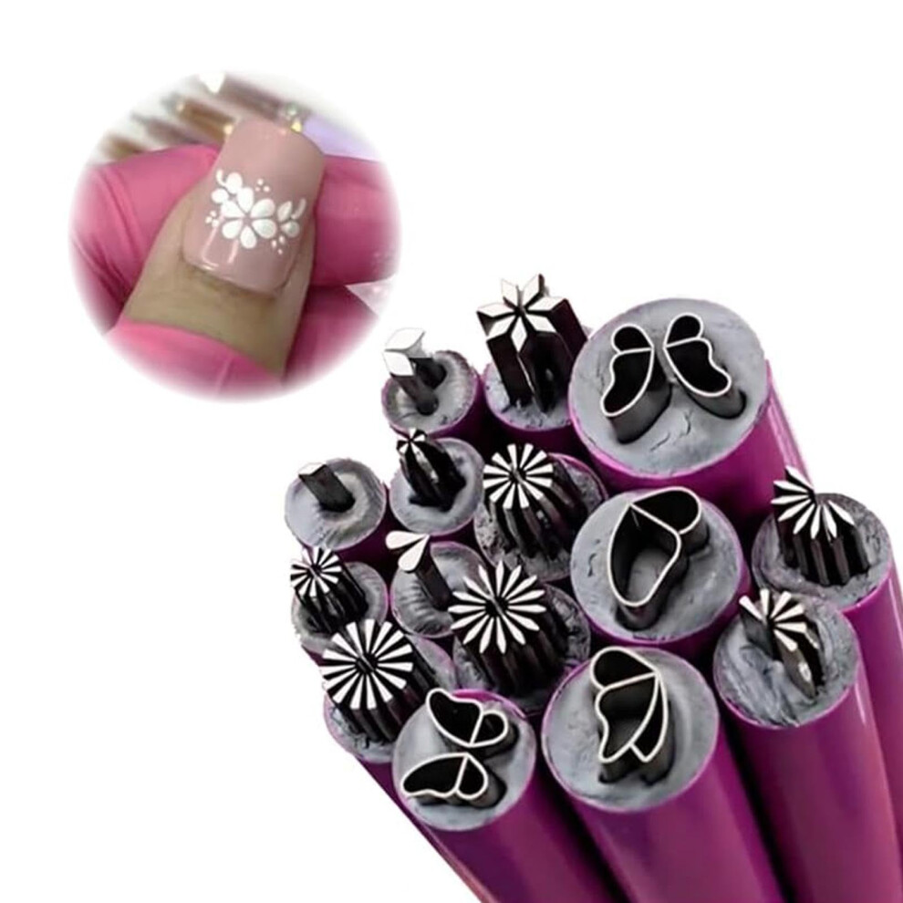 Nail Art Stamp Pen Set with Floral Pattern Plates, 15pcs Nail Stamper Tool Kit for Women