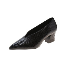 OAVQHLG3B Pumps met spitse neus, schoenen met middelhoge hak, retro schoenen, werkschoenen met dikke hakken, schoenen voor alle seizoenen