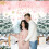 Φόντο για χειμερινό baby shower - "Baby It's Cold Outside" Χιονονιφάδες πεύκου, Χρυσό ροζ φόντο 3