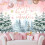 Φόντο για χειμερινό baby shower - "Baby It's Cold Outside" Χιονονιφάδες πεύκου, Χρυσό ροζ φόντο 5