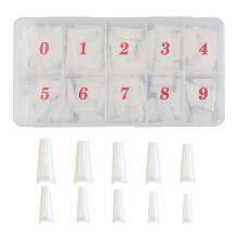 500pcs Natural Acrylic Nail Tips Coffin Fake Nails with Clear Storage Box for Salon and Home Use