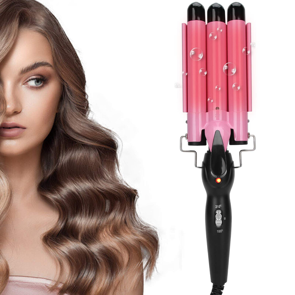 Hair Curling Tongs, 3 Barrel Hair Curler, Tourmaline Hair Curling Iron with 2 Temperature Class