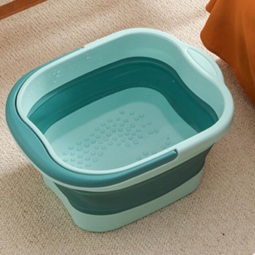 Foldable Foot Spa Bath Basin with Massage Points for Home Pedicure Blue Green 2