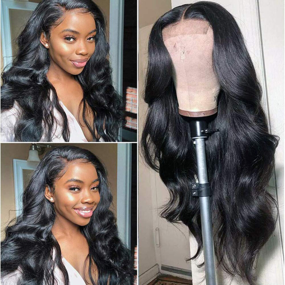 Unisex 20 Inch Brazilian Body Wave Human Hair Lace Front Wig Pre Plucked Hairline Bleached Knots 150 Density