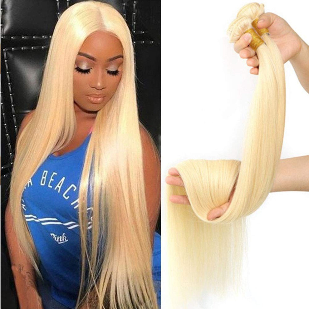 Unisex 613 Blonde Brazilian Human Hair Bundles 36 Inch Straight Weave 10A Grade 100% Virgin Double Weft Extensions