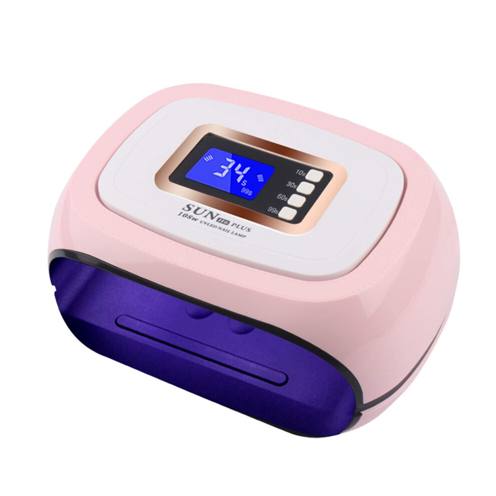 Pink 108W Uv Led Nail Lamp Gel Nail Dryer With 4 Timers Smart Sensor Fast Even Curing