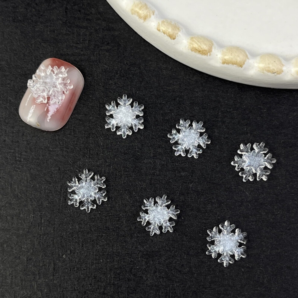 Christmas Nail Art Decorations with 3D Snowflake Nail Charms, Mixed Colors, 50pcs Resin Set