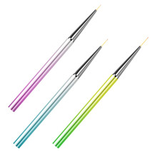 3pcs Professional Nail Art Brush Pen Set with Aluminum Handle for Fine Line Detailing and DIY Manicure