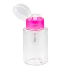 Nail Polish Remover Dispenser 180ml Rosy Push Down Bottle with Easy Controlled Pump for Makeup