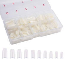 500pcs Coffin Acrylic Nail Tips Set with 10 Sizes and Clear Storage Box for Nail Art