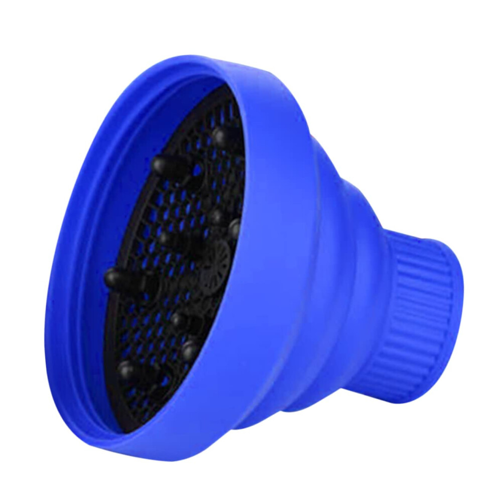 Blue Hair Dryer Diffuser For Curly Hair Silicone Attachment Even Heat Distribution Frizz Control