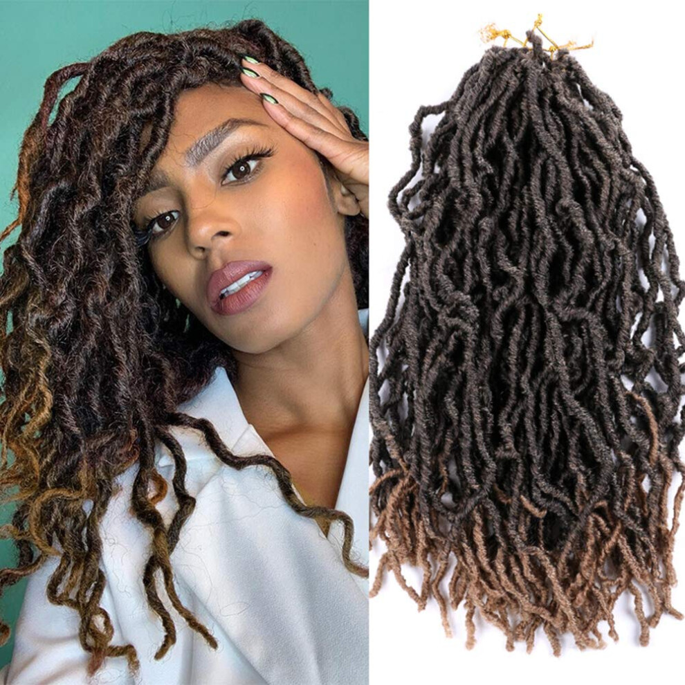 Unisex Black Faux Locs Crochet Hair 24 Inch Prelooped Ombre Goddess Locs Extensions For Women