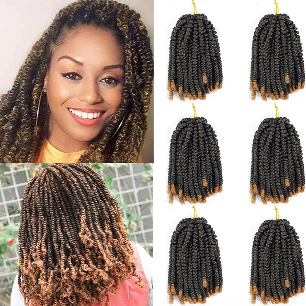 8 Pack Spring Twist Crochet Hair 8 Inch Extensions for Butterfly Locs Fluffy Bomb Twist 60g