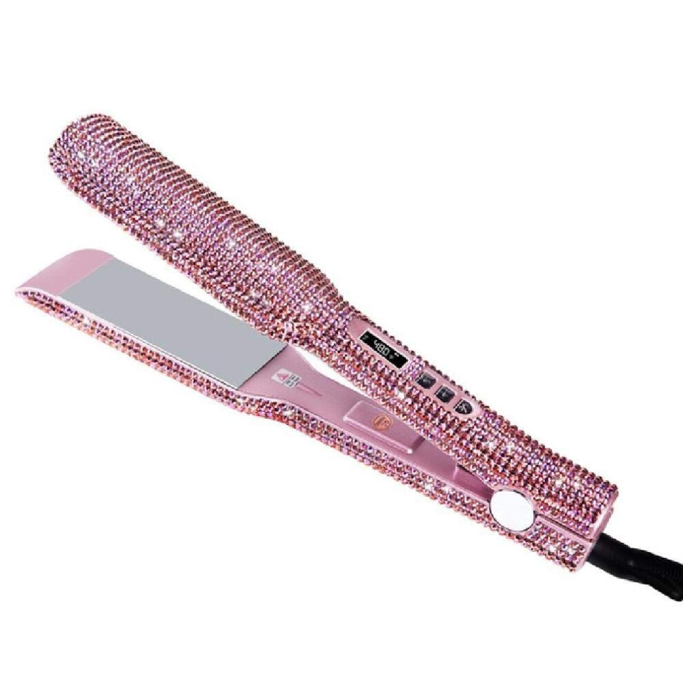 Hair Straightener Titanium Flat Iron 2 in 1 Fast HeatUp Adjustable Temperature Dual Voltage