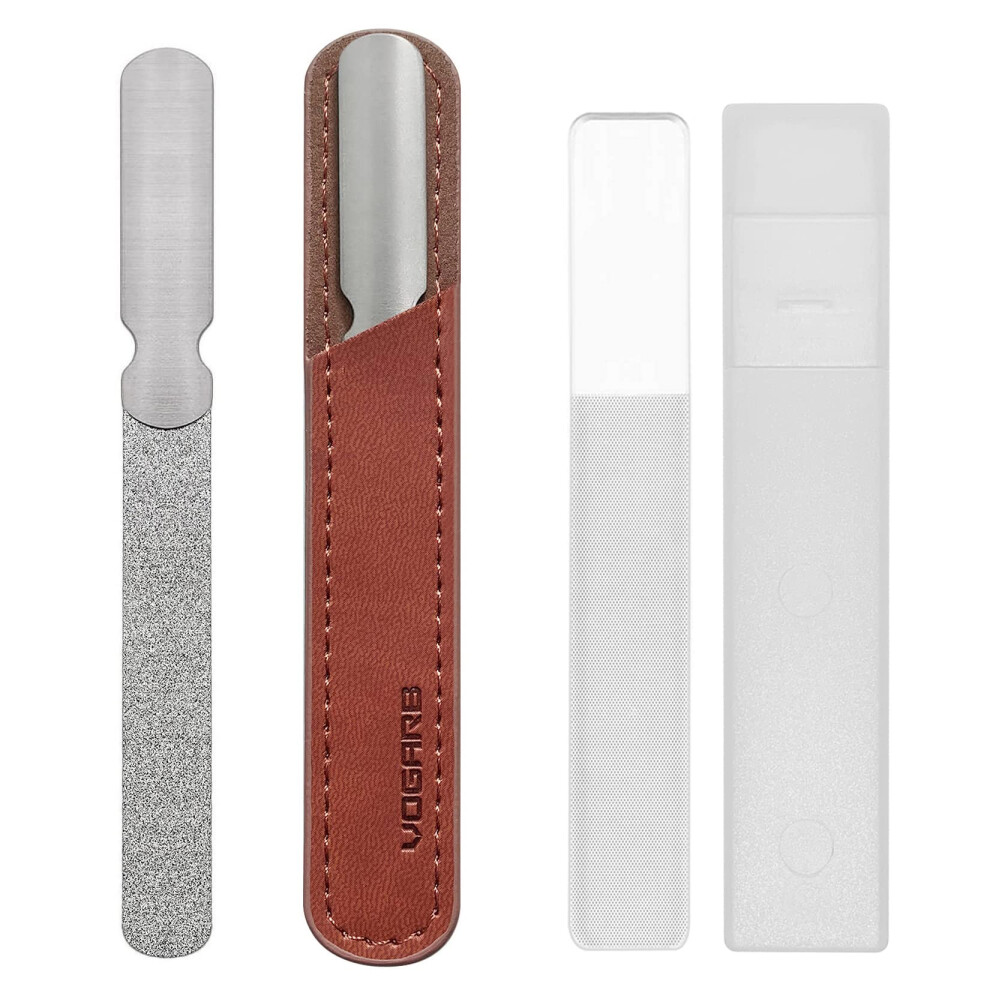 Diamond Nail File DoubleSided Stainless Steel for Thick Toenails and Fingernails with Case