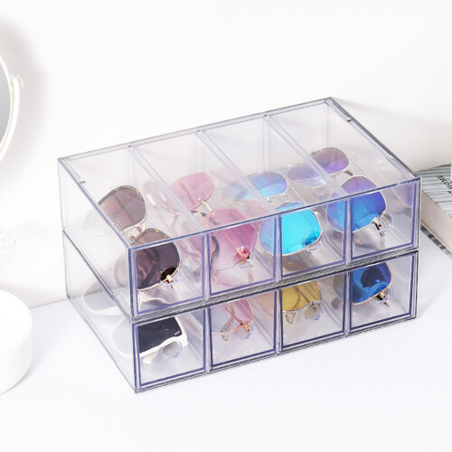 Tnobhg Sunglasses Storage Box Pull-out Drawers Four Layers Stackable Dustproof Clear Desktop Glasses Display Stationery Organizer Container 2