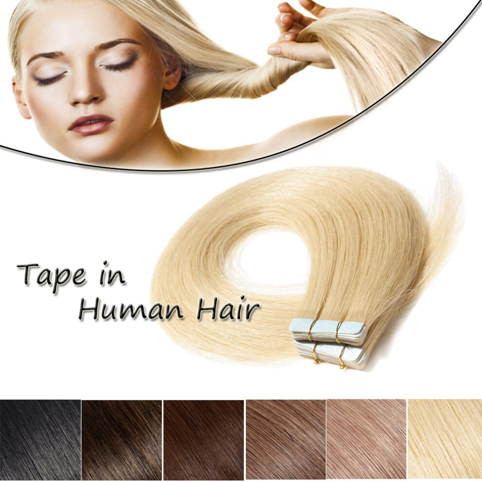 Remy Tape In Human Hair Extensions Gray 24 Inch Seamless Skin Weft Straight 20pcs 30g