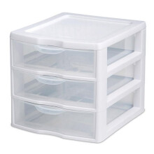 Sterilite Small 3 Drawer Desktop Unit, Plastic, White