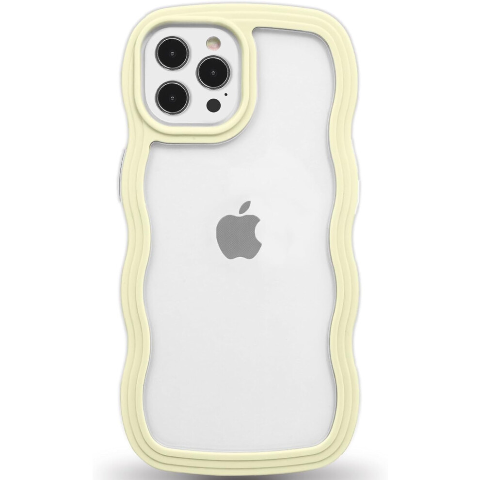 Anuck Compatible With Iphone 12 Pro Max Case, Wavy Edge Clear Back, Shockproof Soft Tpu & Hard Bumper, Anti-Slip Grip, Yellow 9164030574359
