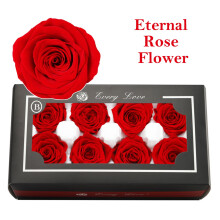 SUSUchens8Pcs Roses éternelles, couleur vibrante, aspect naturel, fleur éternelle, ornement de rose préservée fait main, noir