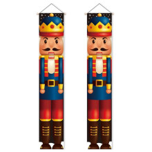 Christmas Nutcracker Banner Nutcracker Door Curtain Christmas Couplet Porch Sign Outdoor Indoor Door Nutcracker Soldier Banners Decor