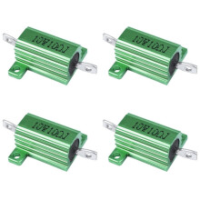 4x Grüne, in Aluminiumgehäuse montierte Drahtwiderstände 10W 10Ohm 5%