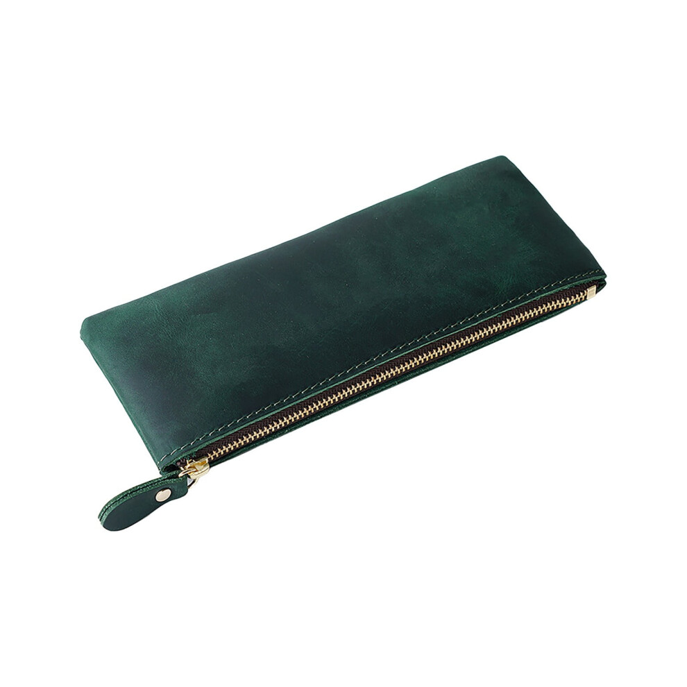 WinysinZippered Pen Pouch Leather Pencil Case Stationery Bag Makeup Bag Glasses Cases