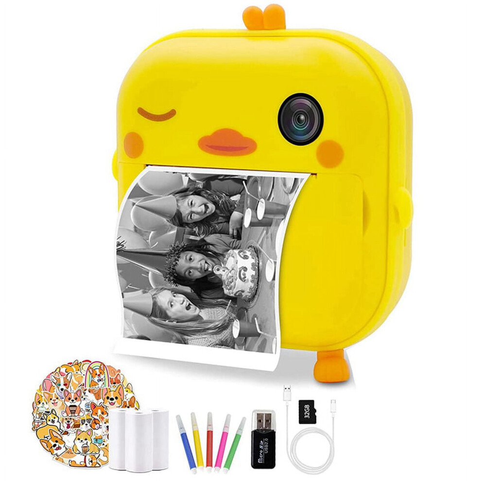 Instant Print Camera ,Zero Ink With Print Paper,Selfie Video Digital Camera With Hd 1080P, Yellow 9164030693937
