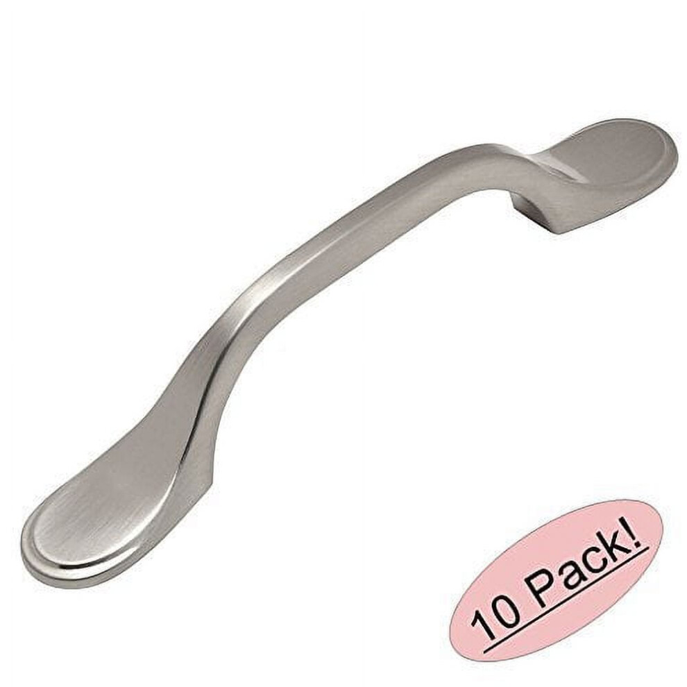 Cosmas 9533Sn Satin Nickel Cabinet Hardware Footed Handle Pull - 3" Inch (76Mm) Hole Centers - 10 Pack 9164030694156