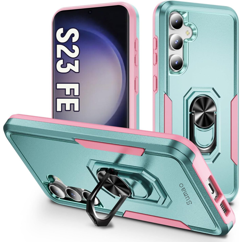 Sumao Compatible With Samsung Galaxy S23 Fe Case For Stand Heavy Duty Drop Protection Rugged Shockproof Case- Green 9164030694217