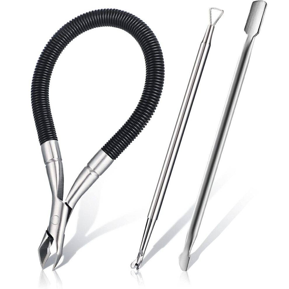 Stainless Steel Cuticle Nipper with Pusher Scraper, Professional Manicure Pedicure Tool Set