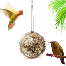 Zabawki dla ptaków Hummingbird Nesters - wiszące piłki do gniazd dla ptaków wypełnione bawełną, idealne do żucia i zabawy na świeżym