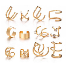 12-pack Fake Helix Piercing Ear Earring Ear Cuff without Hole Gold gold
