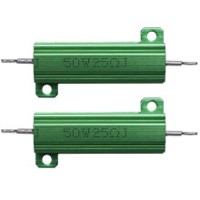 2x hliníkové puzdro 50W 25Ohm drôtový rezistor namontovaný na šasi, zelený