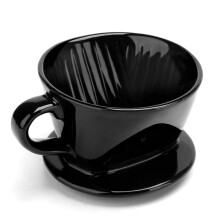 Kaffeefilterbecher, Einzeltassen-Kaffeefilter aus schwarzer Keramik, wiederverwendbarer Filterhalter S